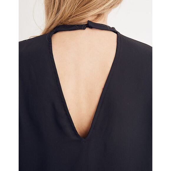 NEW Madewell Bell-Sleeve Tie Front V-Neck Top Blouse in Black Size X-Small NWT - Picture 12 of 13